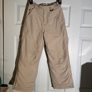 LL Bean Snow Pants Kids Ski Youth Size 8 Beige/Tan  Insulated Winter